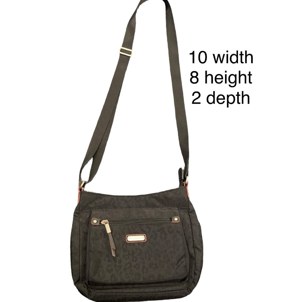 Baggallini Uptown Crossbody Bag Animal Print Purse Black Travel Summer Festival